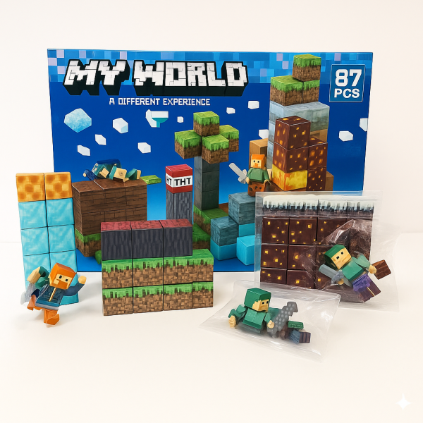 Kit de Blocos Magnéticos Minecraft – 87 Peças
